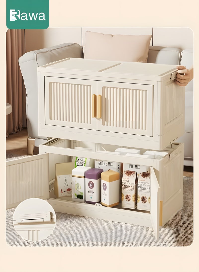 روعة خزانة تخزين بلاستيكية قابلة للطي من 5 طبقات مع أبواب قابلة للطي وعجلات، عرض 55 سم قابلة للتكديس - Image 2